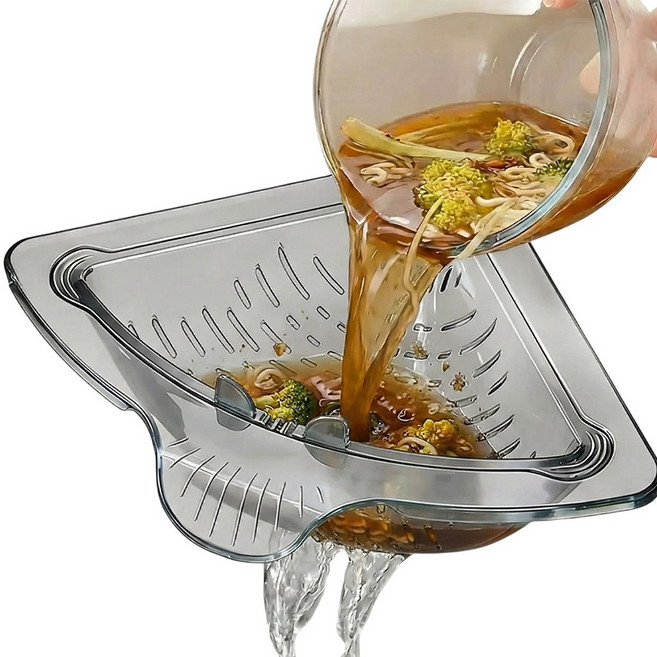 디시홈 프리미엄 싱크대 거름망 원터치 부착 물빠짐 홀더 일체형, 1개, 회색(반투명) Gray