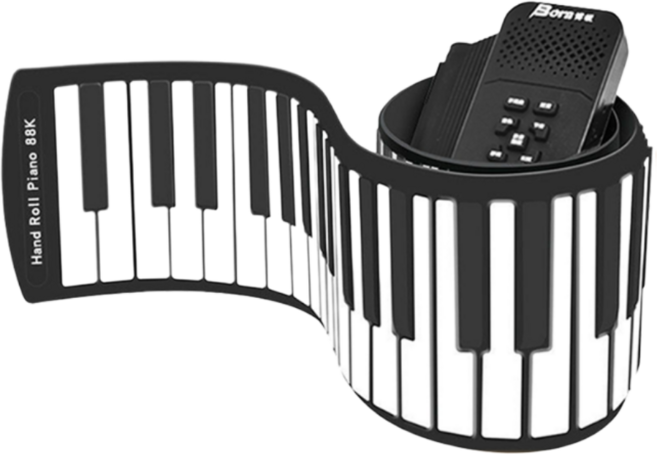 솔시레 롤업 피아노 접이식 무선 88건반 전자 디지털 키보드 건반 휴대용 입문용 교습용, 1개, 검정, 롤업피아노