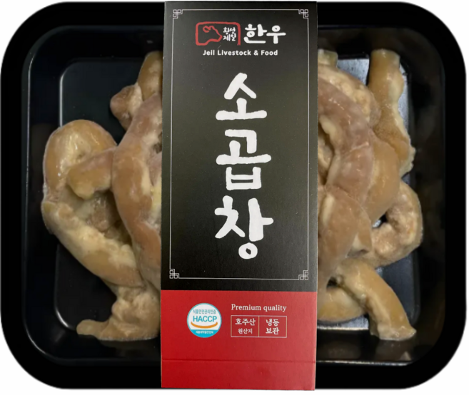 횡성제일한우 초벌 소곱창 (소스 염통100g 추가) 구이 전골용, 2개, 180g