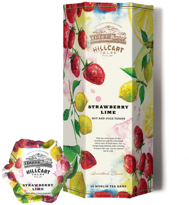 힐카트 테일즈 스트로베리 차 14모슬린 티백 블랜딩 허브차 무카페인 히비스커스 과일차, 2.25g, 1개, 14개입