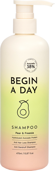 비긴어데이 아보카도 샴푸 탈모증상완화 샴푸 단백질 트리트먼트 두피케어 비건인증 탈모샴푸, 1개, 470ml
