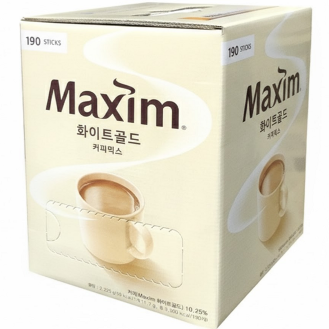 [LUCAS마켓] 화이트 골드 커피믹스 190개수 대용량 직장인 홈카페 달달커피, 12g, 190개입, 1박스