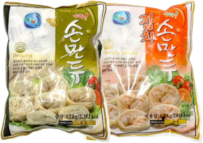 아하식품 고기만두 김치손만두 1+1 업소용 사리 식당용 대용량 냉동식자재 1.2kg, 2개
