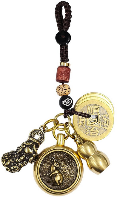 재물운 키링 열쇠고리 금전운 오제전 엽전 호리병 동호박 비휴, 4.토끼