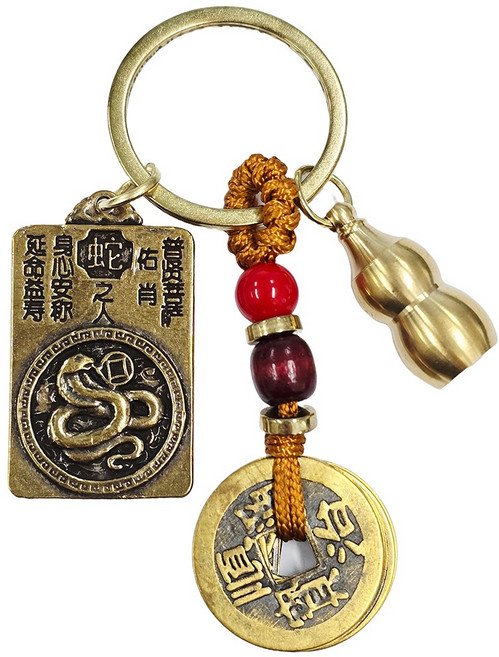 황동 엽전 호리병 동패 재물운 소원성취 키링 열쇠고리, 뱀띠, 1개