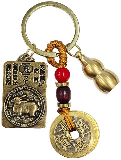 황동 엽전 호리병 동패 재물운 소원성취 키링 열쇠고리, 토끼띠, 1개
