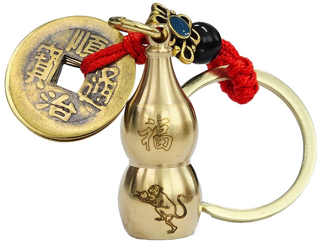 황동 오제전 재물운 소원성취 키링 엽전 열쇠고리, 원숭이띠, 1개