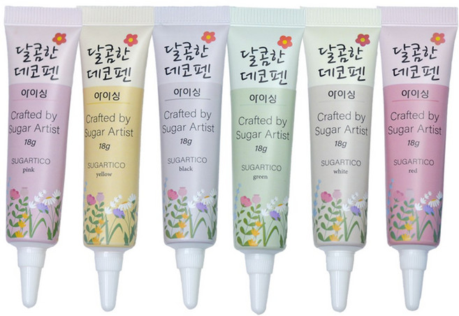 슈가티코 중탕없는 초코펜 아이싱펜 데코펜 6종 108g 1세트 레터링 케이크 초콜릿