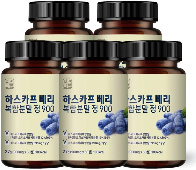 자연바름 유기농 하스카프 베리 분말 원료 정 안토시아닌 C3G, 5개, 30정 - 쿠팡