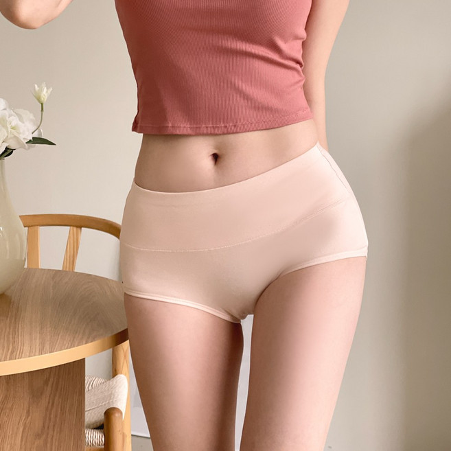 큐큐샵 배편한면팬티 4P 빅사이즈 하이웨스트 똥배 뱃살 보정 면팬티 사이즈인쇄