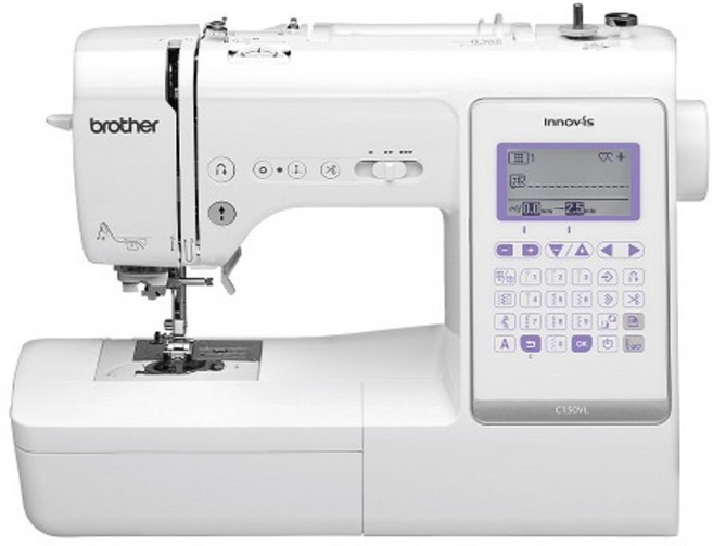 부라더미싱 C150VL 재봉틀 이노비스 가정용 전자 미싱 브라더 와이드테이블 증정, 화이트+퍼플
