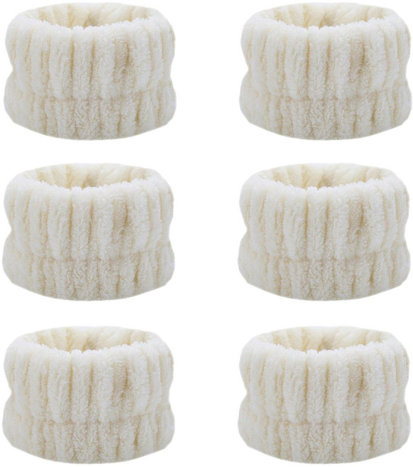 픽앤딜 극세사 세안 손목밴드, 6개, 크림