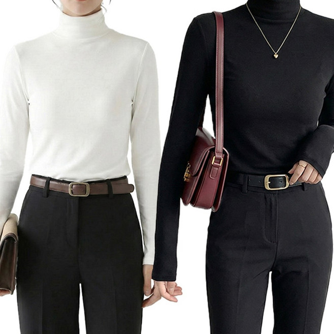 데일로엔 여성 반목티 폴라 긴팔 티셔츠 2종세트