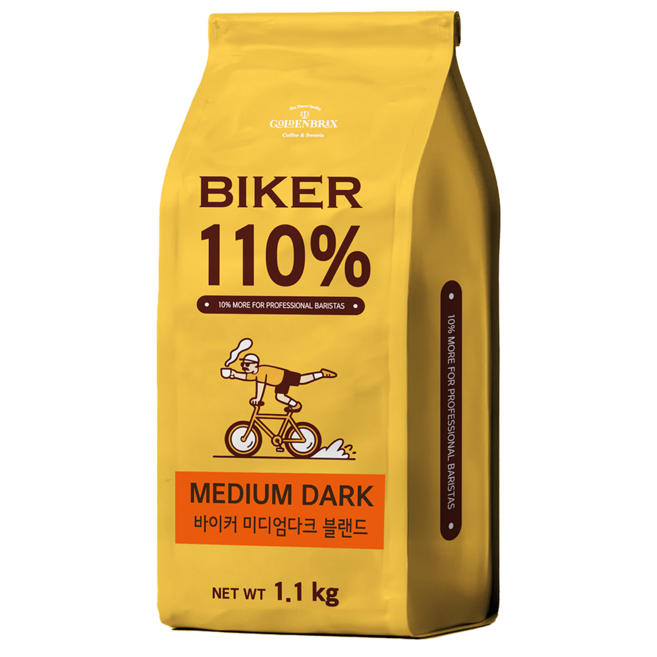 [바리스타를 이해하는 커피] 바이커110 원두커피 미디엄다크 블렌드 로스팅 홀빈 바리스타 카페용 +100g GB016, 1개, 1.1kg, 홀빈(분쇄안함)