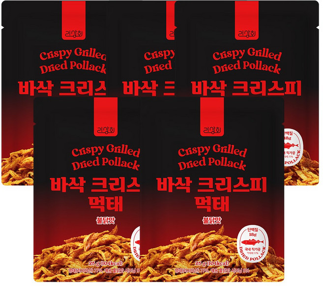 리상회 바삭 크리스피 먹태 불닭맛, 5개, 25g