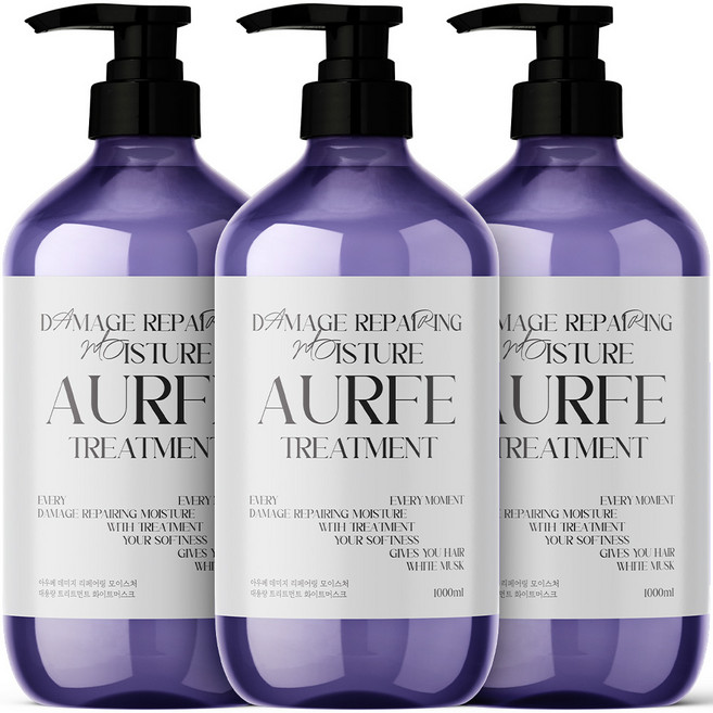 아우페 데미지 리페어링 모이스처 트리트먼트 화이트머스크향, 1L, 3개