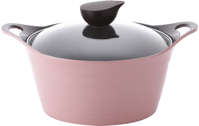 네오플램 에콜론 일라 양수냄비 + 유리 뚜껑, 24cm, 로맨틱핑크, 1개