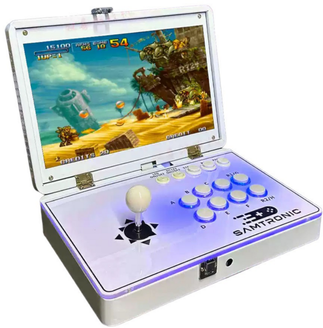 플레디 한글판 접이식 레트로 오락실 게임기, 1번,화이트_유선/16코어/컨트롤러2개