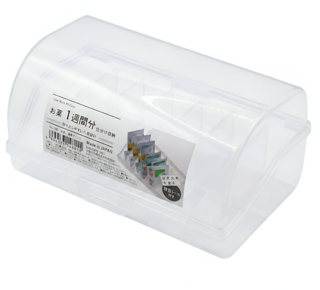 일주일 약통 케이스 대형 일본제, 투명, 1개