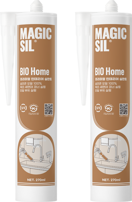 오성 매직씰 바이오 홈 항균 실리콘 노즐포함 아이보리 270ml, 2개