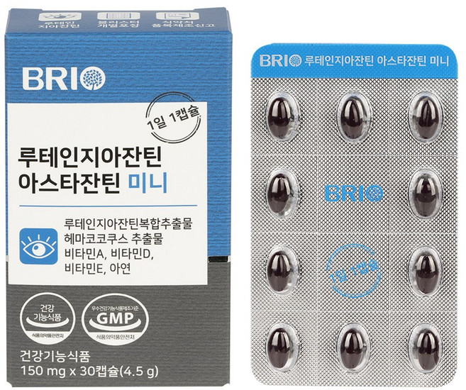 루테인 지아잔틴 아스타잔틴 / 눈 건강 비타민A 영양제 / 눈 피로도 개선 헤마토코쿠스 추출물, 1개, 30정