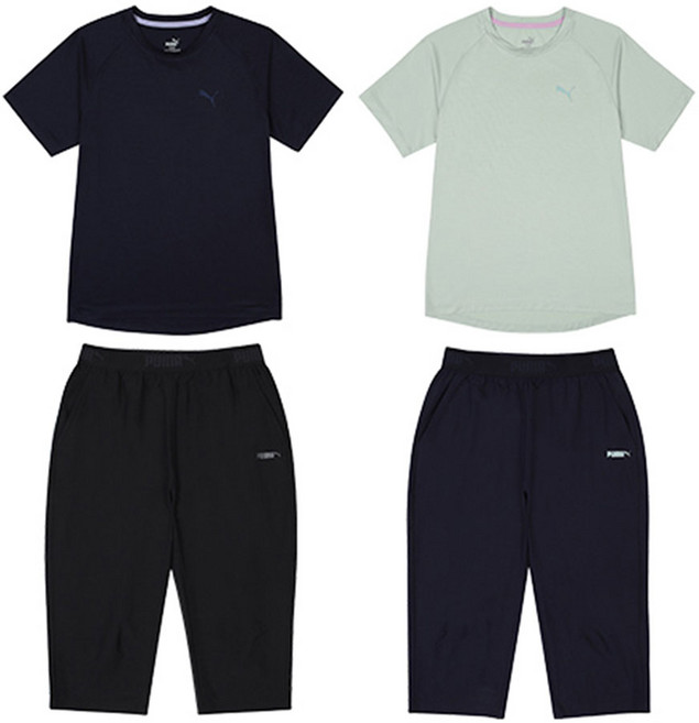 한정특가 푸마 바디웨어 여성 톤온톤 로고 베이직 홈웨어 셋업 4종세트