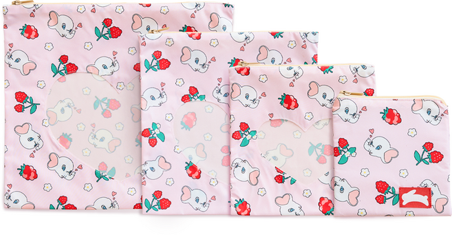 오우아스튜디오 어린이집 준비물 방수 투명 보냉 약 파우치 4종세트, 더비베리