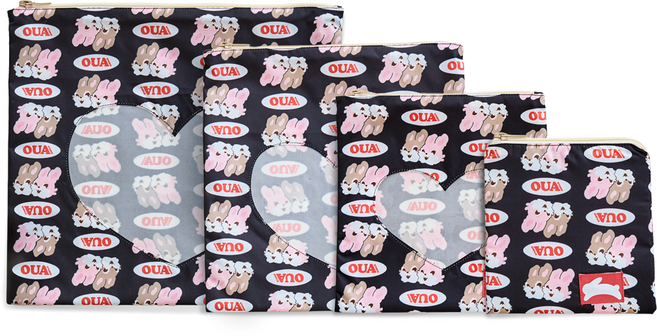 오우아스튜디오 어린이집 준비물 방수 투명 보냉 약 파우치 4종세트, 졸리블랙