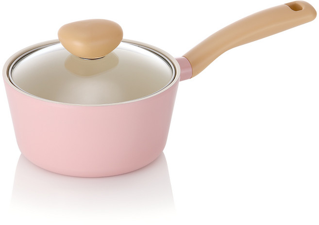 네오플램 레트로(유리뚜껑) 냄비 후라이팬 모음, 편수냄비 핑크, 1개, 18cm