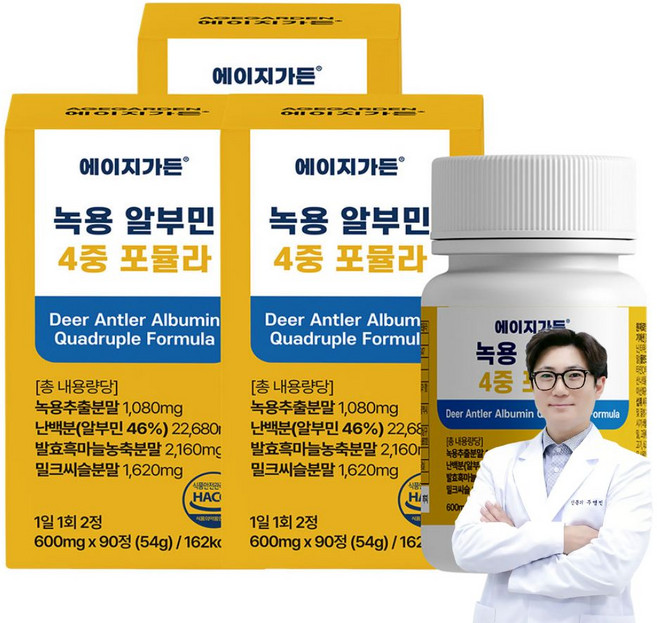 녹용 알부민 4중 포뮬라 밀크씨슬 영지버섯 함유, 90정, 3개
