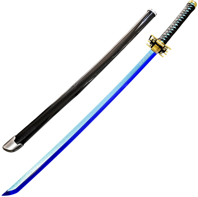 UB 카타나 LED 광선검 일륜도 귀멸의 칼날 충전식 발광검 일본도 코스프레, 1개, 실버블루