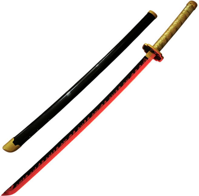 UB 카타나 LED 광선검 일륜도 귀멸의 칼날 충전식 발광검 일본도 코스프레, 1개, 옐로우레드