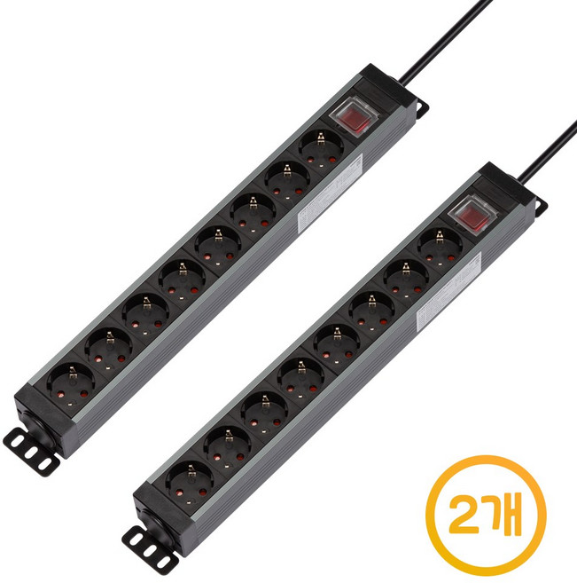 1+1 파워존 고용량 알루미늄 8구멀티탭 과부하차단 통합스위치 서버탭 1.5m 3m 5m, 8구1.5M, 스페이스 그레이 * 2개
