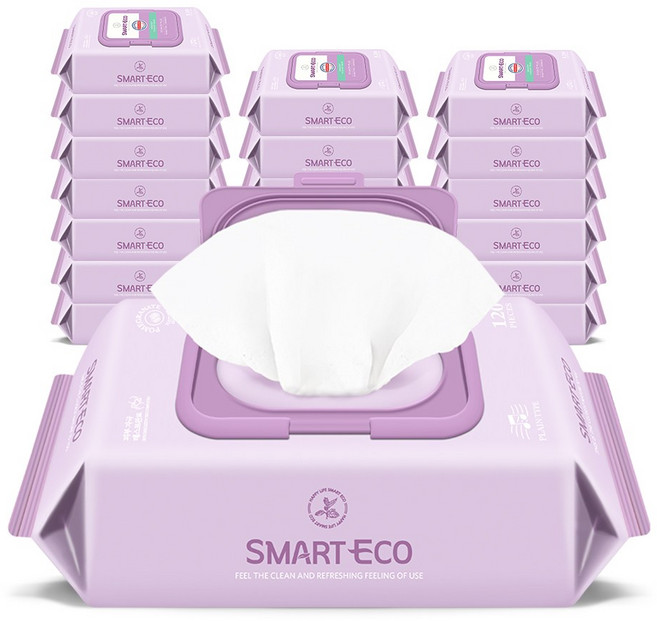 스마트에코 비바체플러스 대용량 아기물티슈 캡형, 20개, 120매, 43g