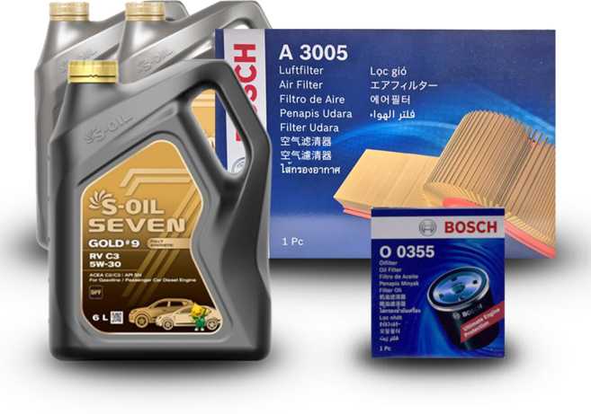 올 뉴 말리부 (V400) 1.5터보 가솔린 엔진오일세트 세븐골드 9 RV C3 5W30, 세븐골드9 RV C3 엔진오일세트, 기본세트▶엔진오일세트만 구매하기