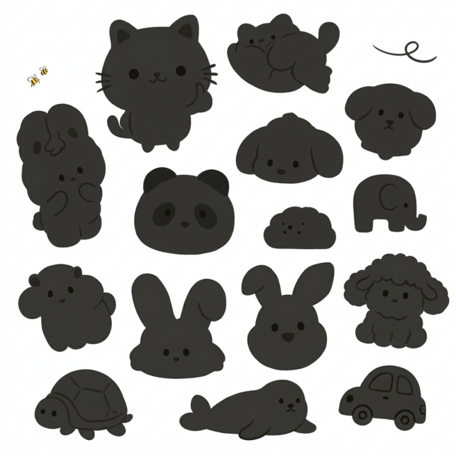 라끌라리아 블랙천 동물캐릭터 구멍 옷수선 패치 와펜, 1개, 블랙 15종