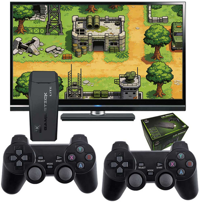 VILCORN 무선 오락실 게임기 HDMI 레트로 게임기 가정용 고전 게임기 64G 11000종 게임 한국어 지원, 일반 컨트롤러