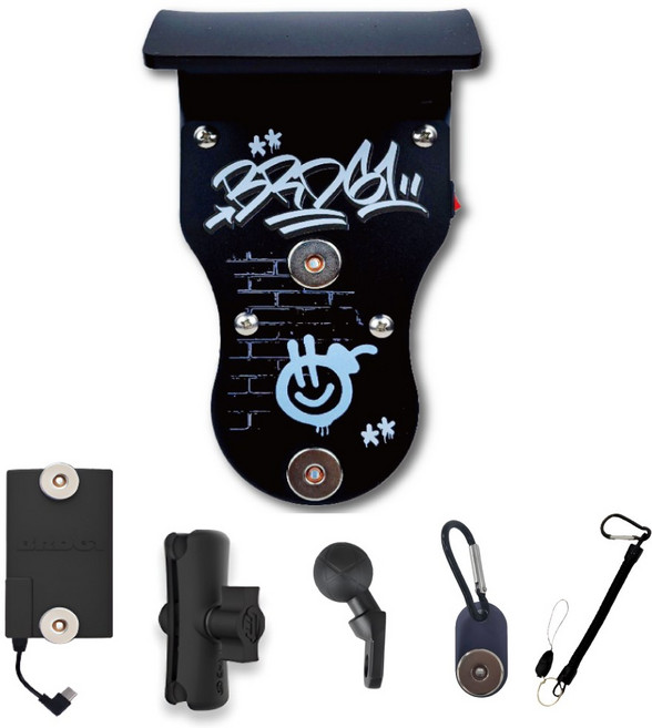 유알아이 햇빛가리개 배달대행 거치대 오토바이 배달 자석거치대, 미러볼형, 블랙