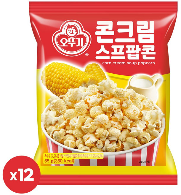 [팝콘] 오뚜기 콘크림스프 팝콘 55g(350kcal) X 12개, 55g