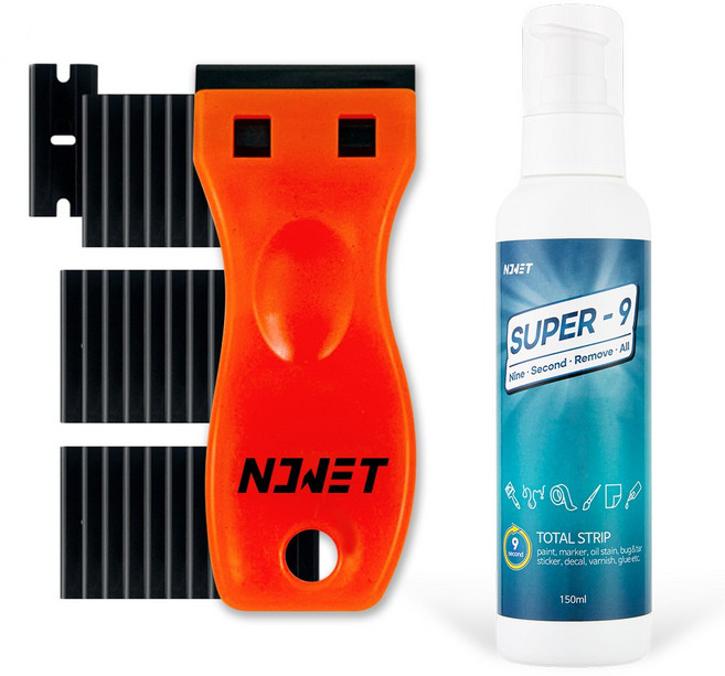 슈퍼나인 스티커 페인트 제거제+스크래퍼 세트 리필날 30개, 1개