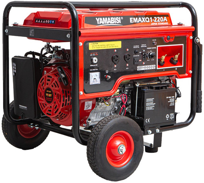 야마비시 산업용 용접 발전기 5.5kW 단상 손잡이 인버터형 현장용 EMAXQ1-220A