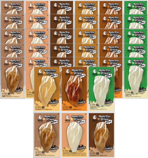 매맛닭 맛있는 소스 통 닭가슴살 6종 다이어트 식단, 36개, 100g