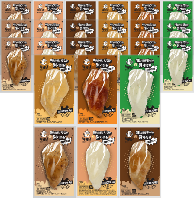 매맛닭 맛있는 소스 통 닭가슴살 6종 다이어트 식단, 24개, 100g