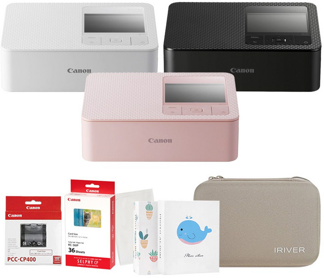 캐논 포토프린터 셀피 CP1500+아이리버 가방+인화지 KC-36IP+카세트 PCC-CP400+포토앨범+포켓융 /ED, 핑크