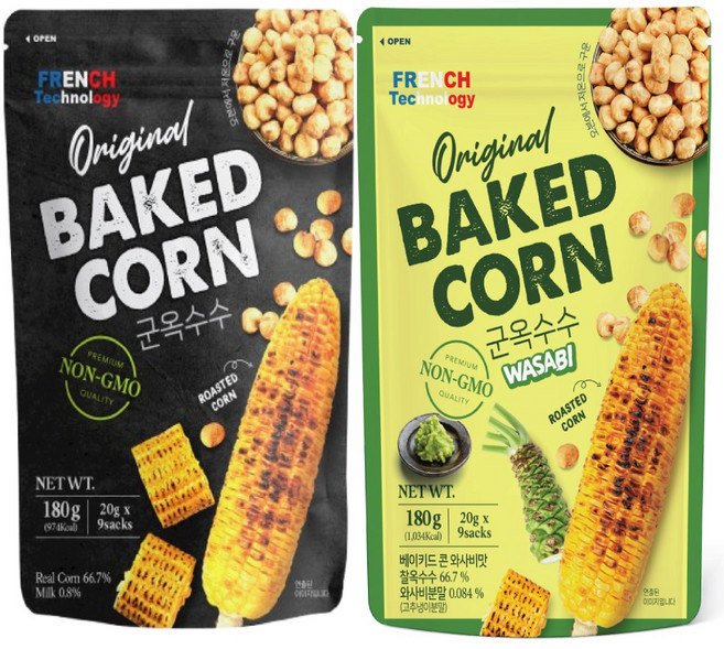 베이키드콘 오리지날180g + 베이키드콘 와사비맛180g