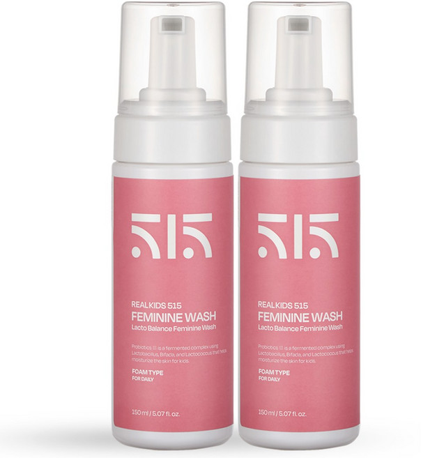 리얼키즈515 약산성 어린이 여성 청결제 유아 청소년 Y존 질 세정제 폼, 2개, 150ml