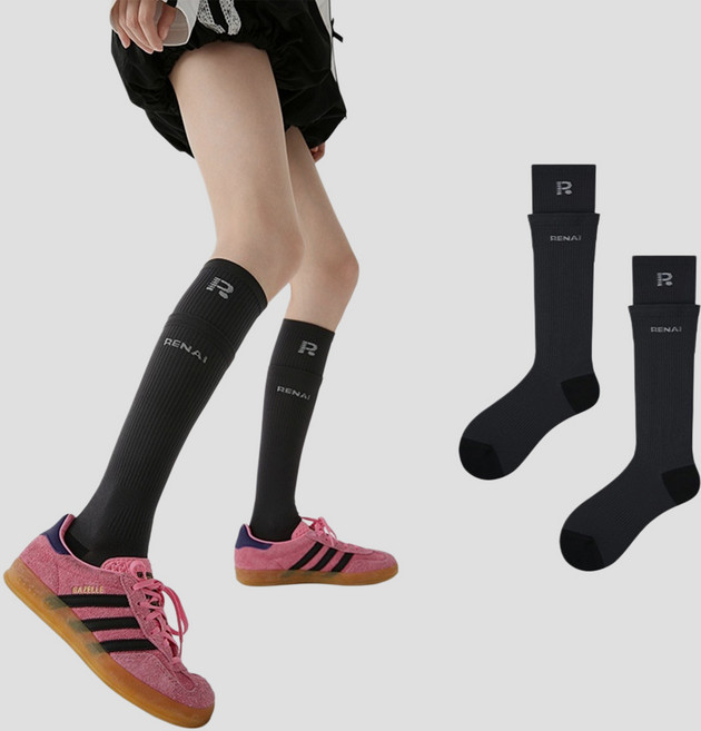 Hello Weekend 여성 양말 순색 봄여름 니삭스 패션 슬림 롱 양말 압박 중목 양말 반장 양말 장목 양말 다리 보온대 필라테스 1족 세트