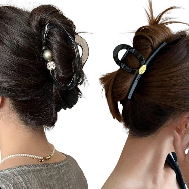 모미엘 (1+1) 프리미엄 빅사이즈 왕 여성 헤어 집게핀 대형 올림머리 반묶음 머리집게 머리핀