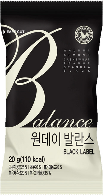 산과들에 원데이발란스블랙 하루견과 20g, 100개