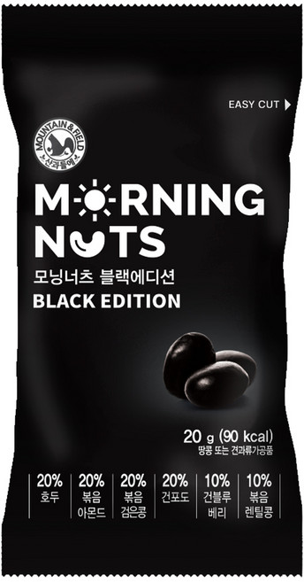 산과들에 모닝너츠블랙에디션 하루견과류 20g 30봉, 하루견과류 모닝너츠블랙에디션 30봉, 30개